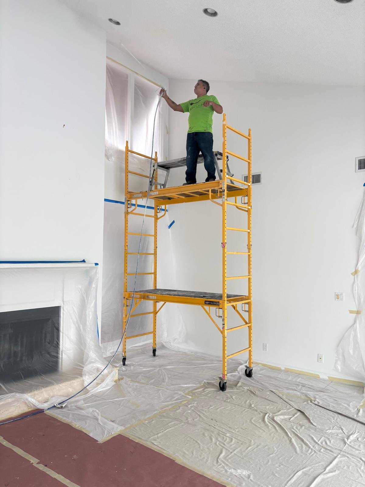 Drywall compound and painting in progress